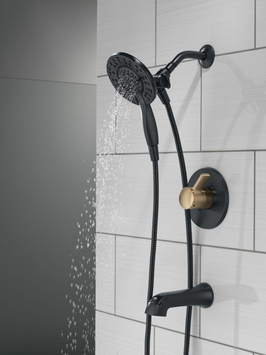 DELTA Albion  Monitor 14 Series Tub and Shower Trim Only with In2ition Hand Shower — Matte Black / Champagne Bronze