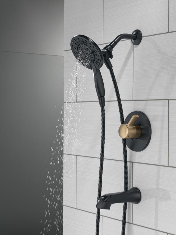 DELTA Albion  Monitor 14 Series Tub and Shower Trim Only with In2ition Hand Shower — Matte Black / Champagne Bronze