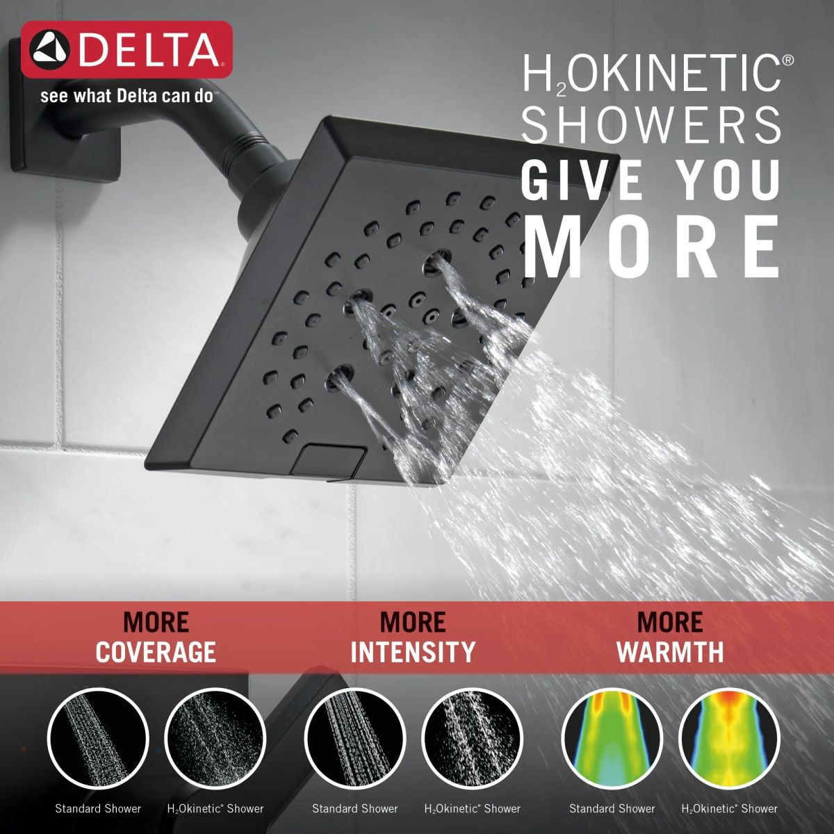 DELTA Pivotal Monitor 14 Series H2OKINETIC Tub and Shower Trim — Matte Black
