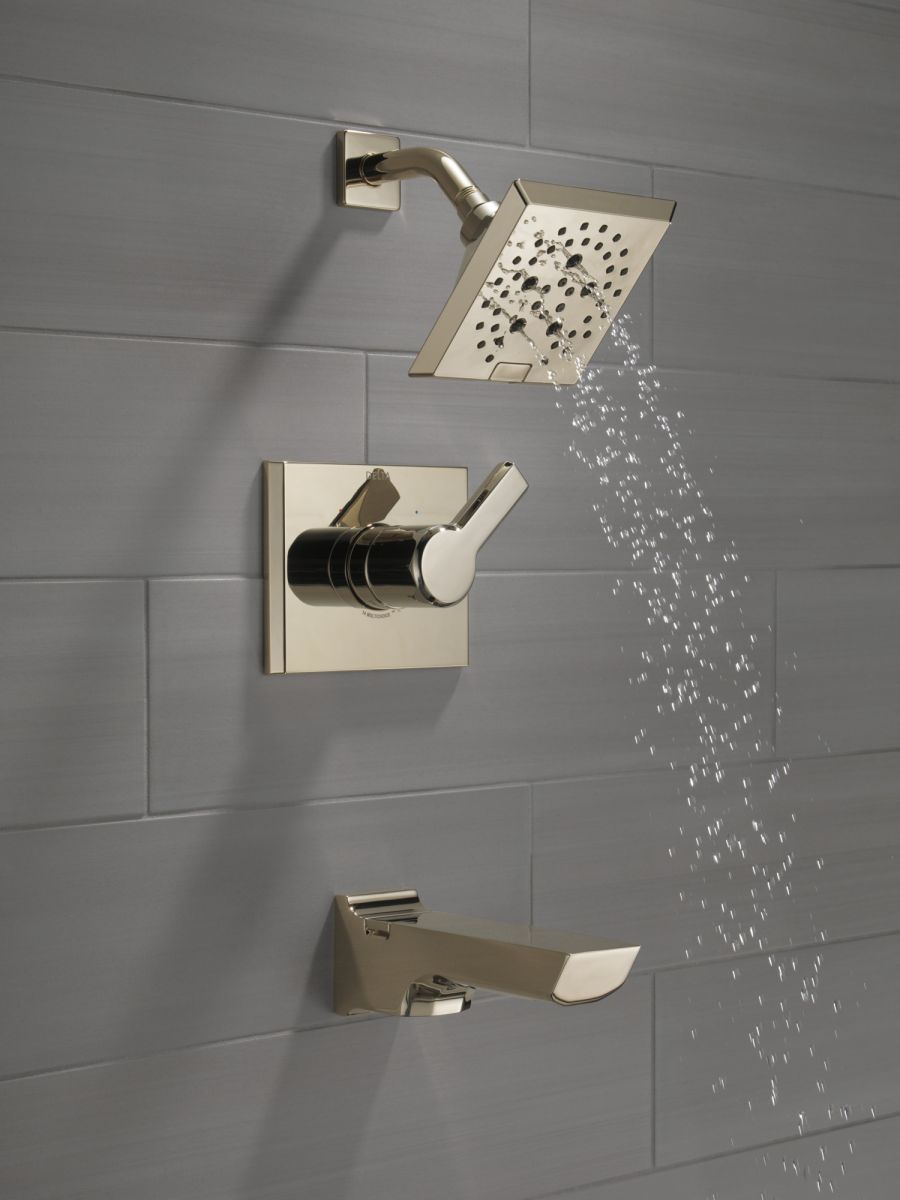 DELTA Pivotal Monitor 14 Series H2OKINETIC Tub and Shower Trim — Lumicoat® Polished Nickel