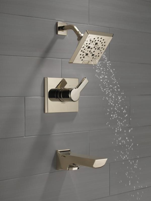 DELTA Pivotal Monitor 14 Series H2OKINETIC Tub and Shower Trim — Lumicoat® Polished Nickel
