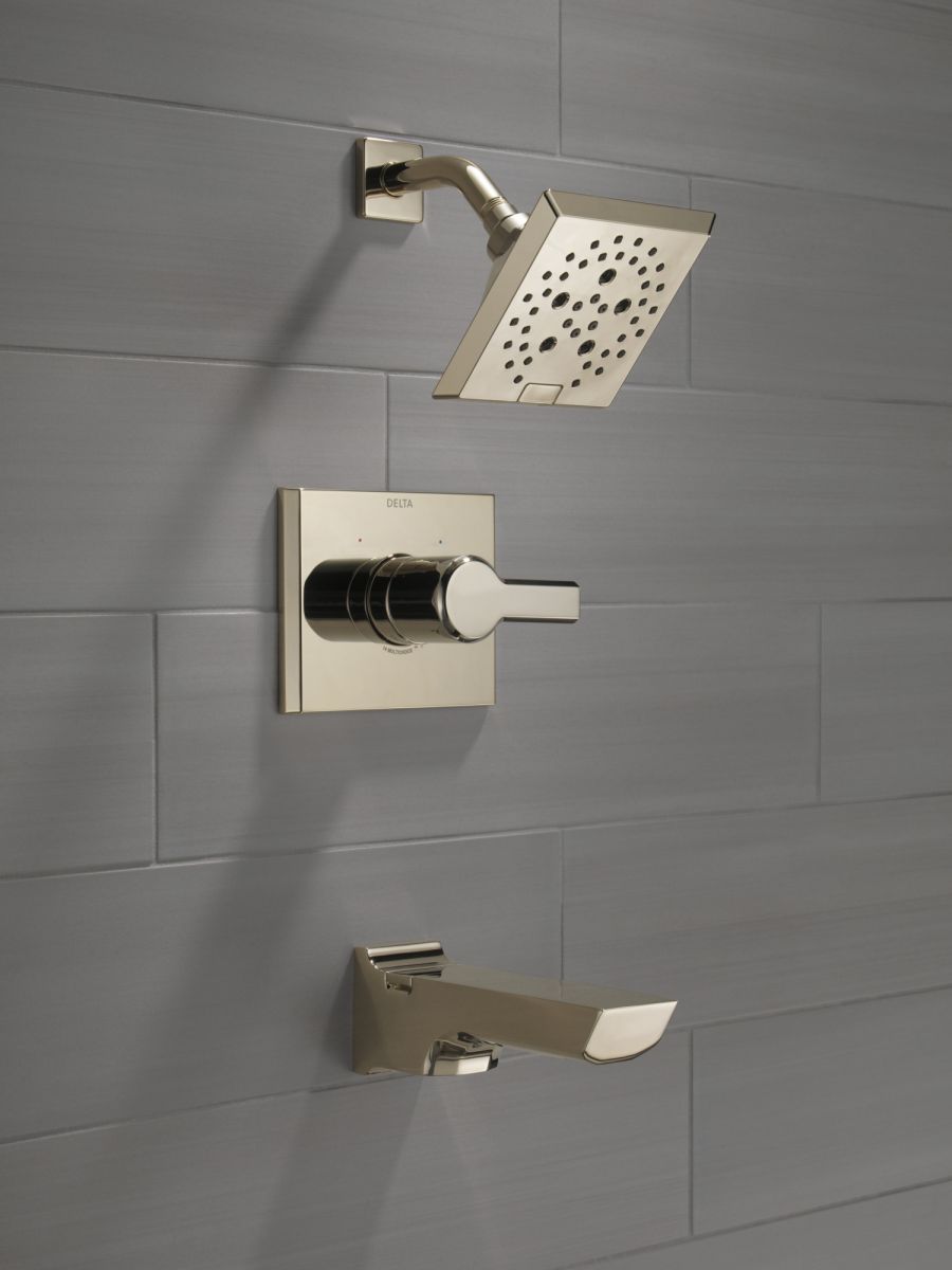 DELTA Pivotal Monitor 14 Series H2OKINETIC Tub and Shower Trim — Lumicoat® Polished Nickel