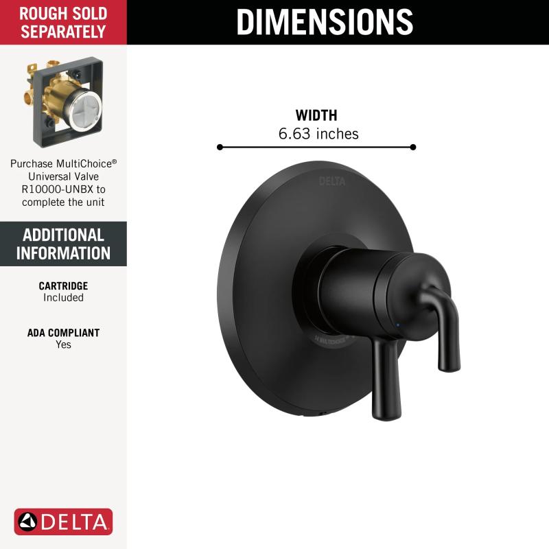 DELTA Kayra Monitor 17 Series Valve Trim Only — Matte Black