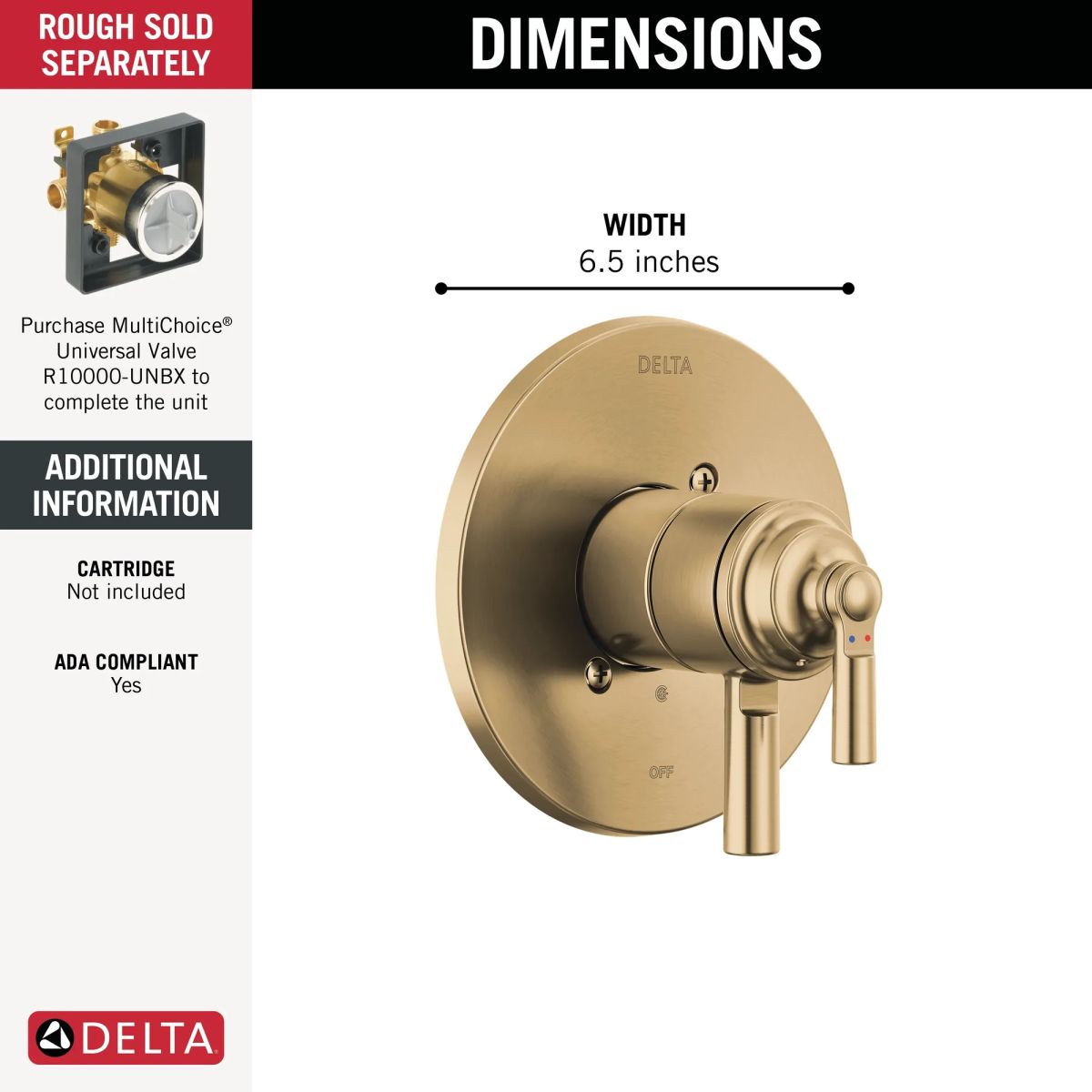 DELTA Saylor Monitor 17 Series Valve Trim Only — Champagne Bronze