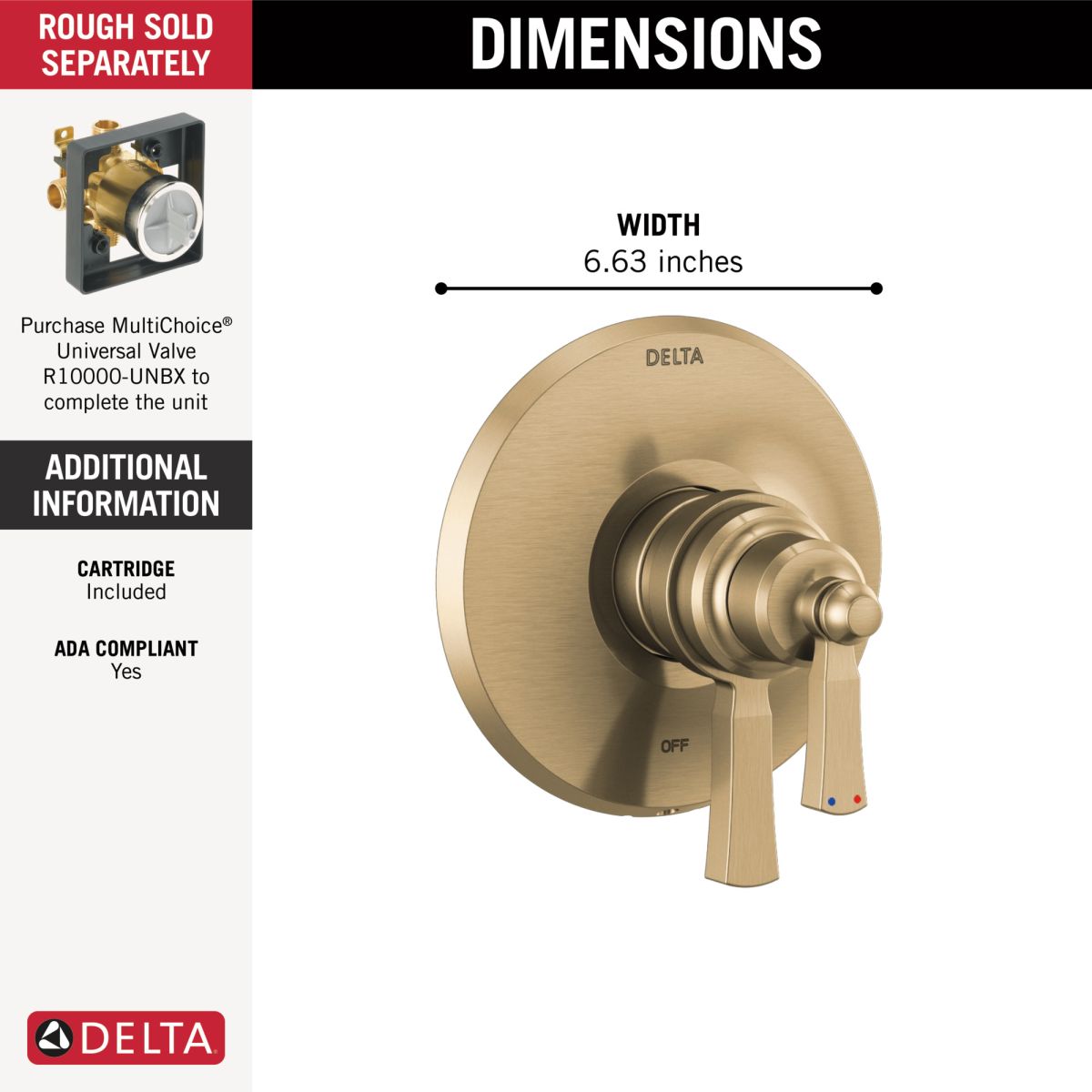 DELTA Dorval Monitor 17 Series Valve Trim Only — Champagne Bronze