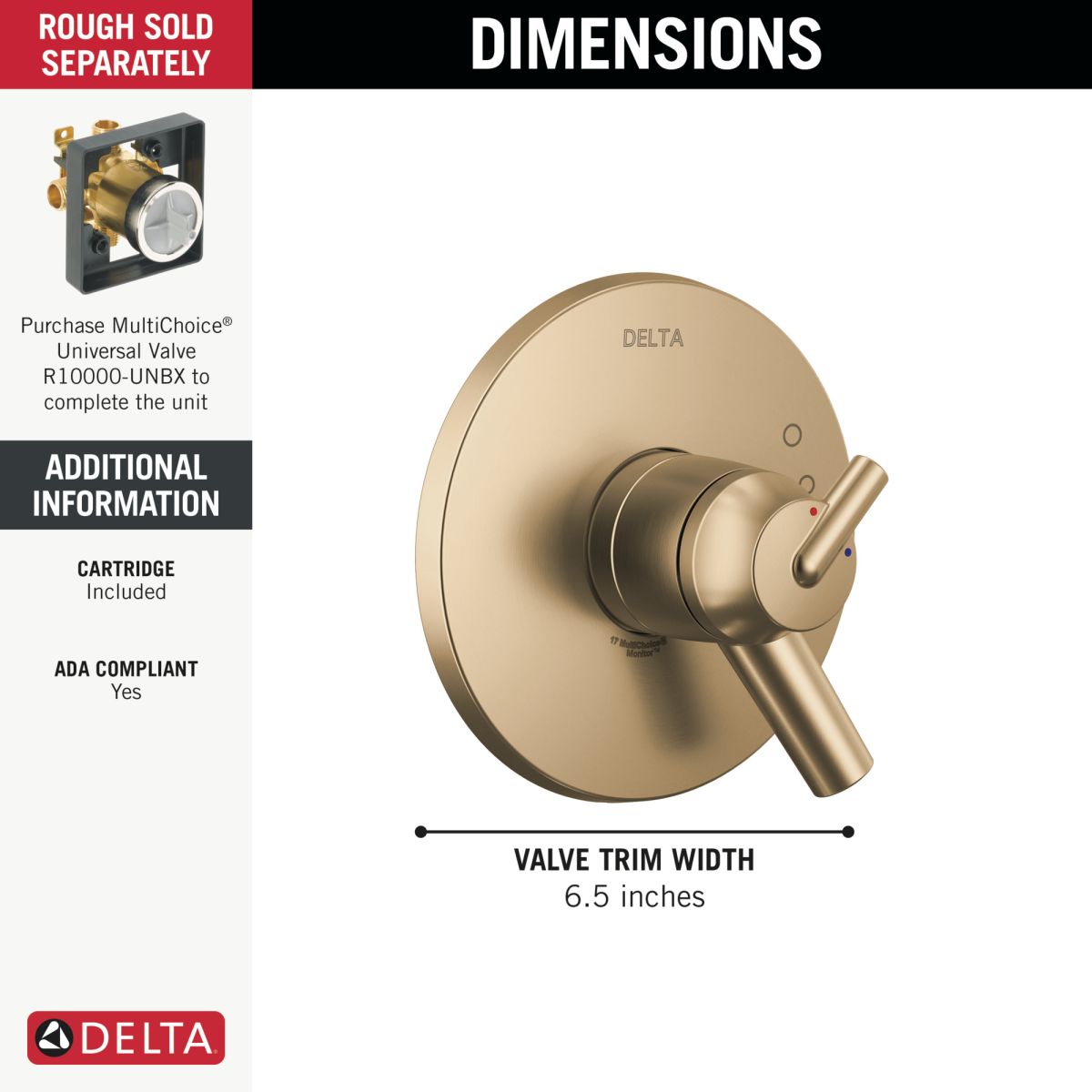 DELTA Trinsic Monitor 17 Series Valve Only Trim — Champagne Bronze