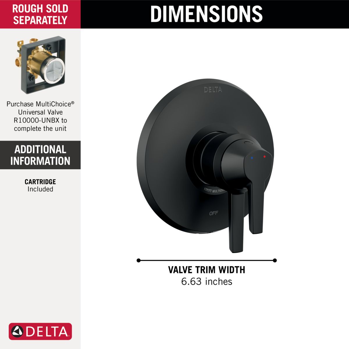DELTA Galeon 17 Series Valve Only Trim — Matte Black