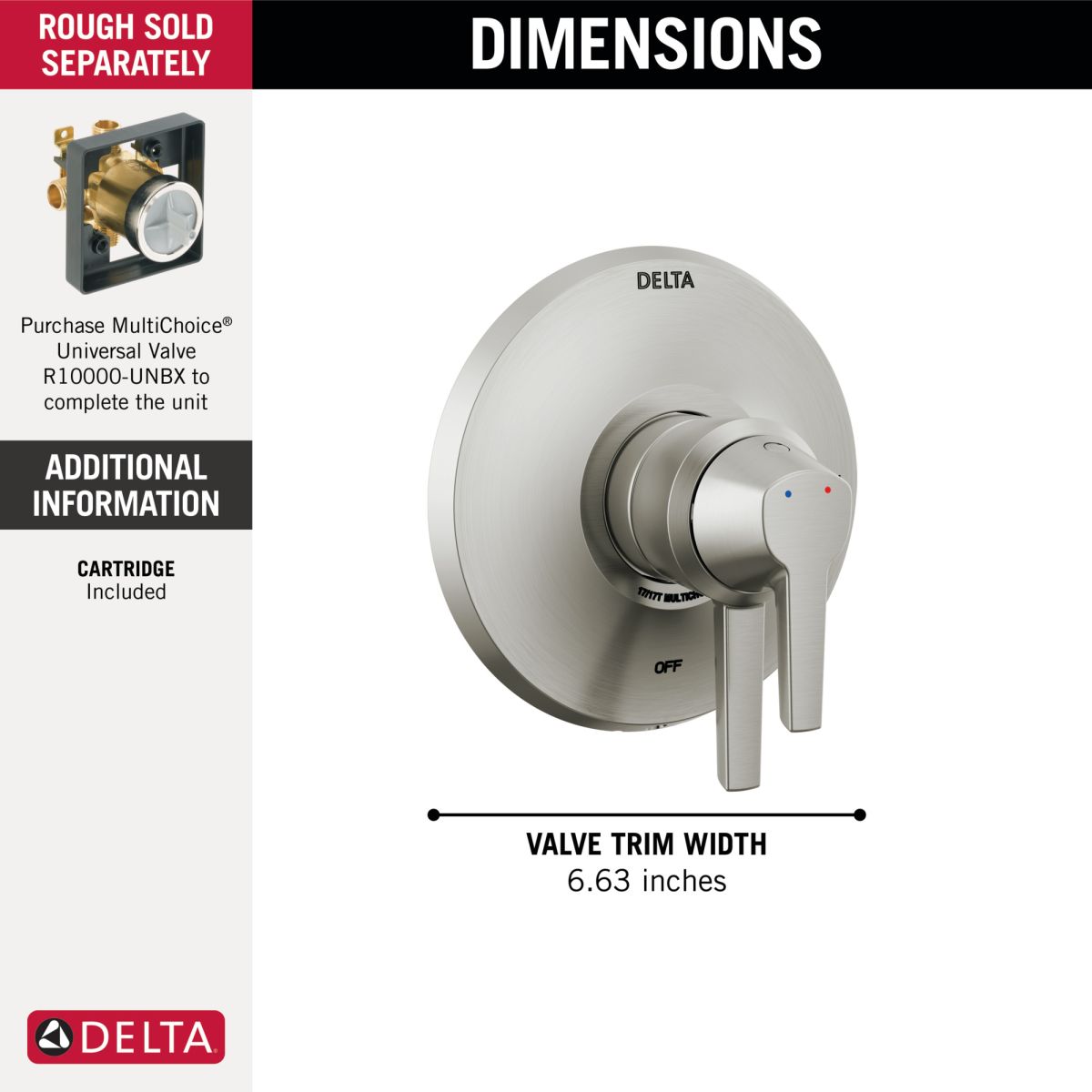 DELTA Galeon 17 Series Valve Only Trim — Lumicoat® Stainless