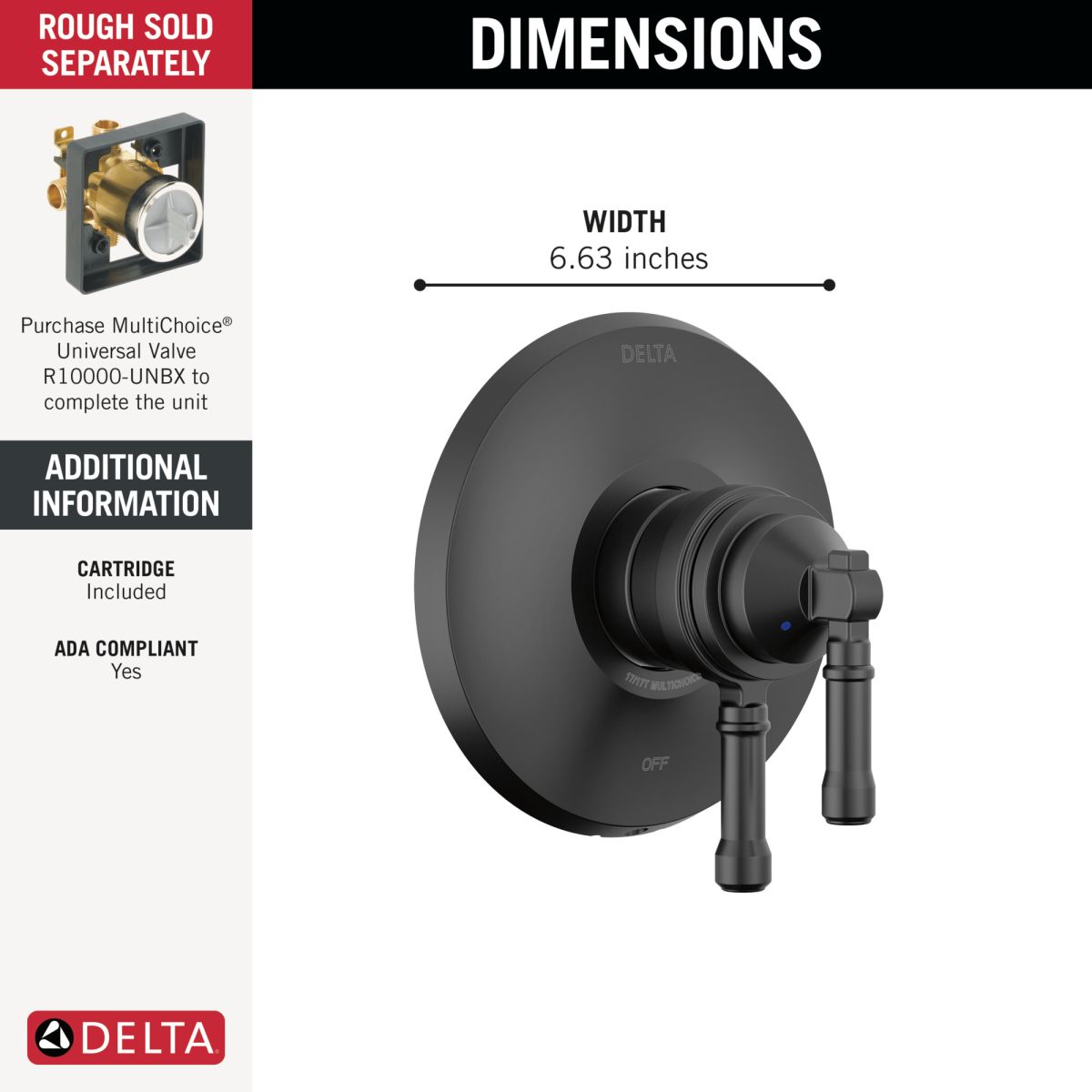 DELTA Broderick 17 Series Valve Only Trim — Matte Black