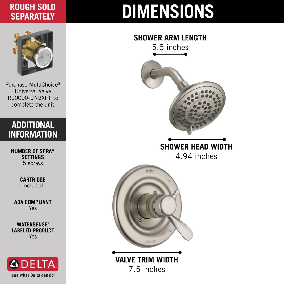 DELTA Classic Monitor 17 Series Shower Trim — Stainless