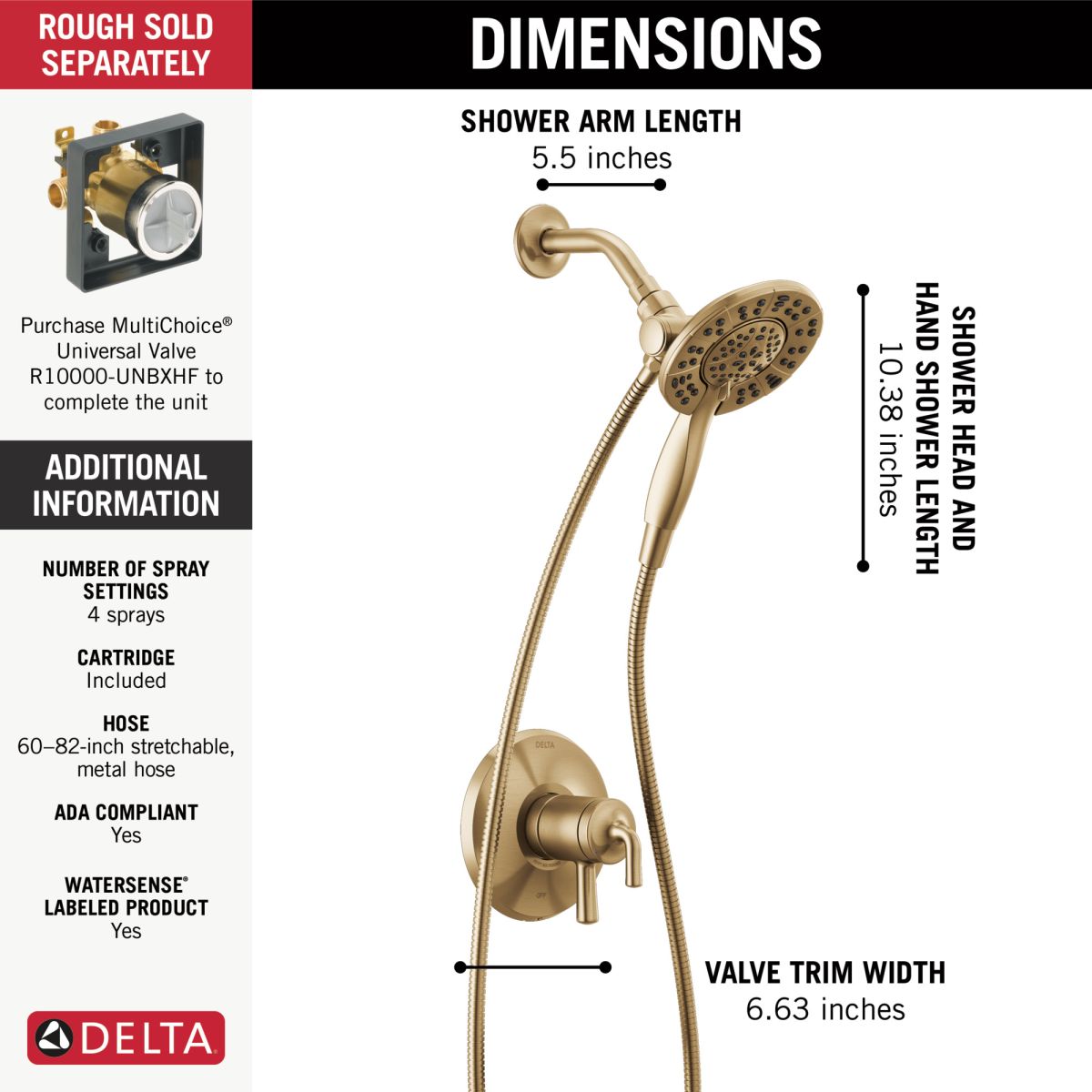 DELTA Kayra Monitor 17 Series Shower Trim — Champagne Bronze
