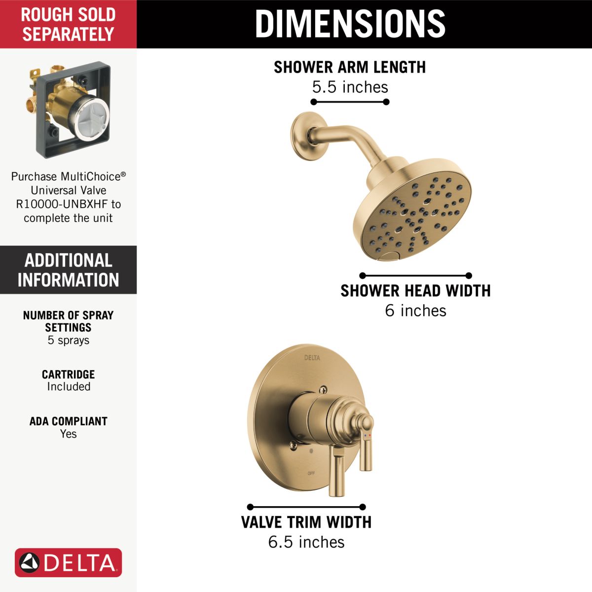 DELTA Saylor Monitor 17 Series Shower Trim — Champagne Bronze