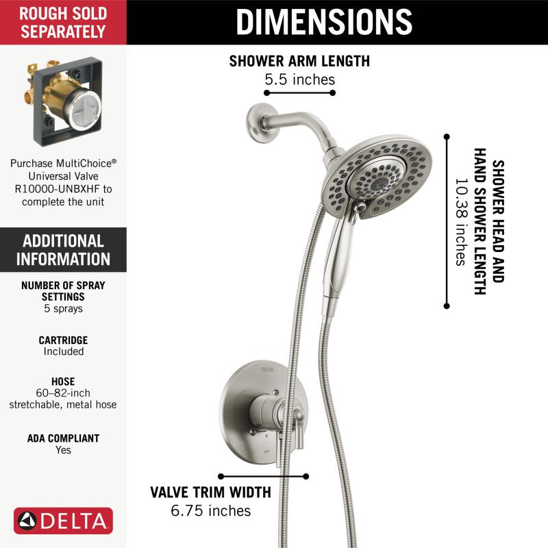 DELTA Saylor Monitor 17 Series Shower Trim with In2ition — Stainless