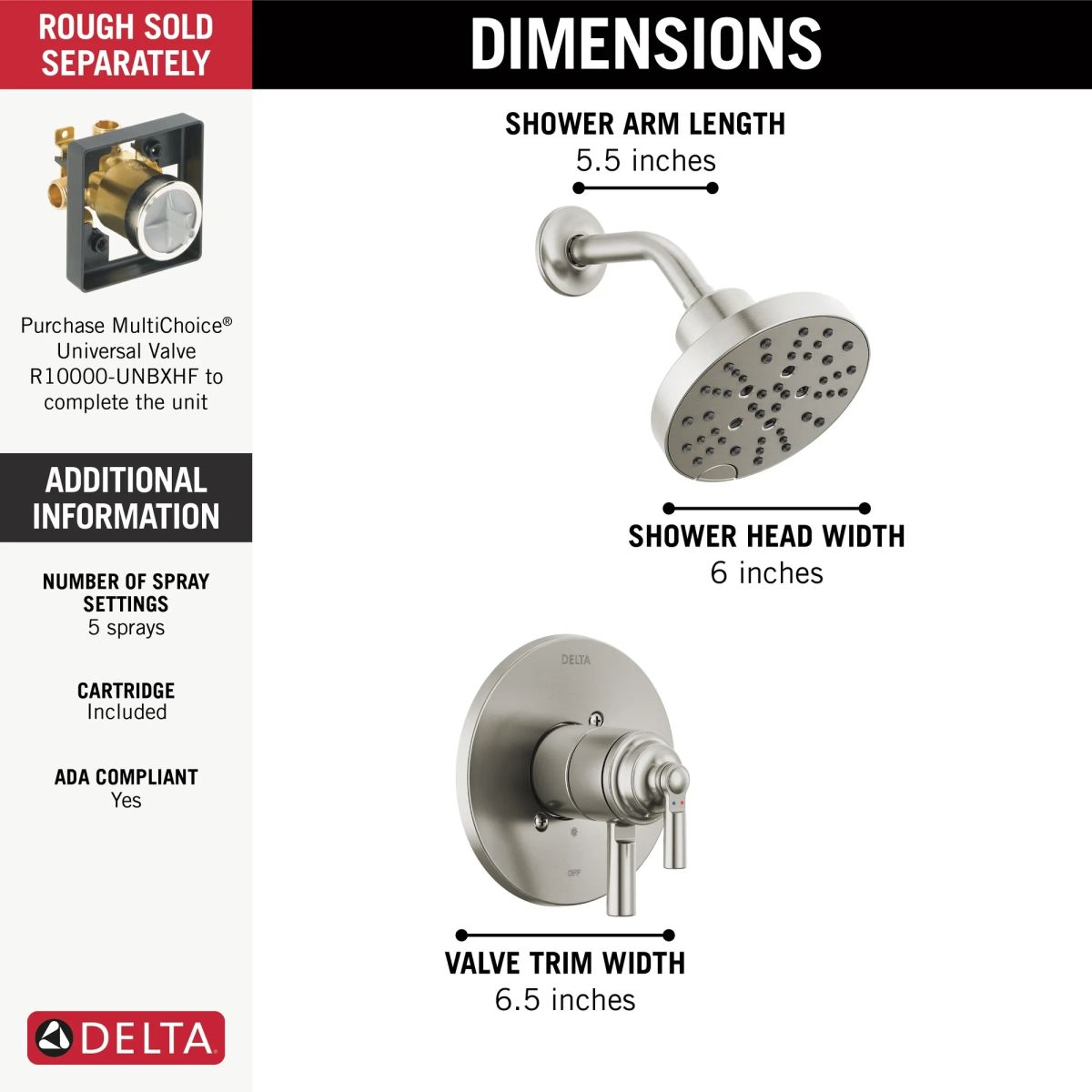 DELTA Saylor Monitor 17 Series Shower Trim — Stainless