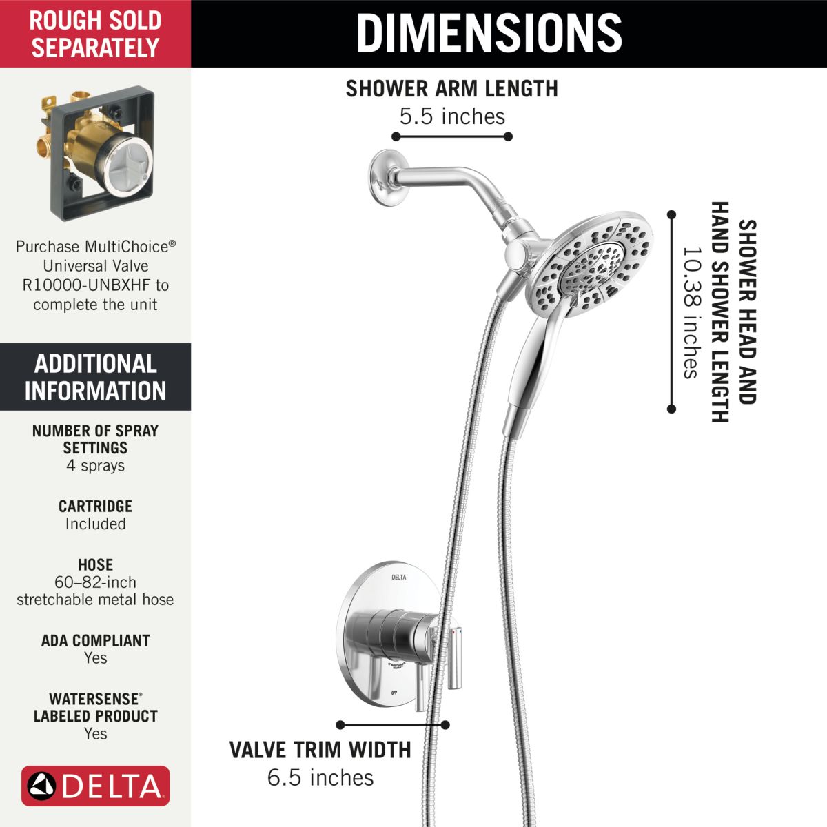 DELTA Altado Monitor 17 Series Shower Trim with In2ition — Chrome