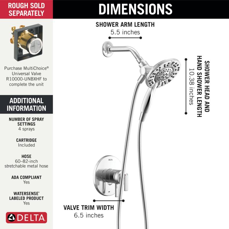 DELTA Altado Monitor 17 Series Shower Trim with In2ition — Chrome