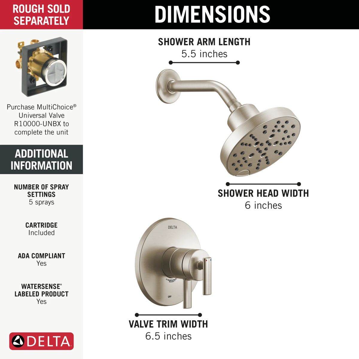 DELTA Altado Monitor 17 Series Shower Trim — Stainless