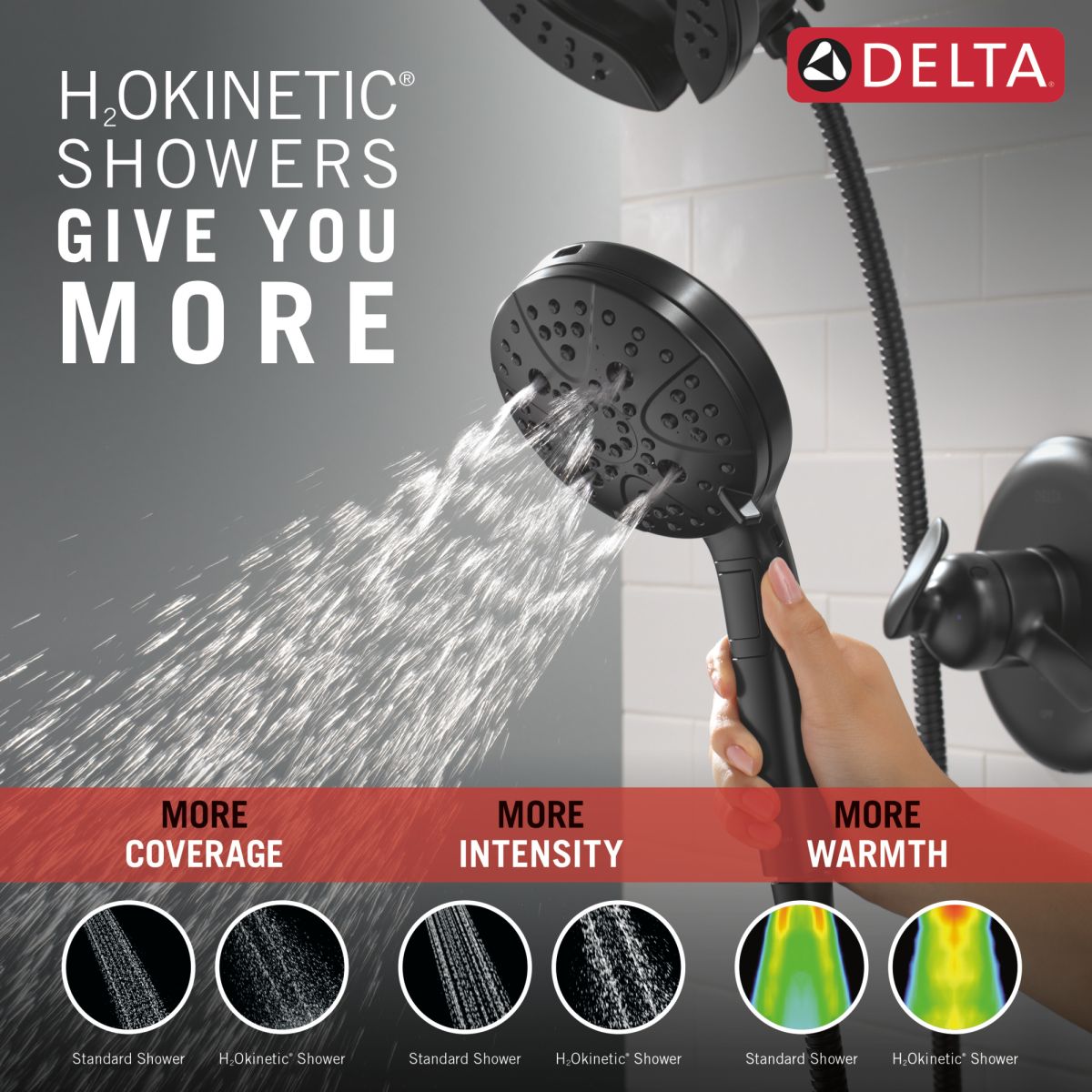 DELTA Bonacci 17 Series Shower Trim with In2ition Shower Head — Matte Black