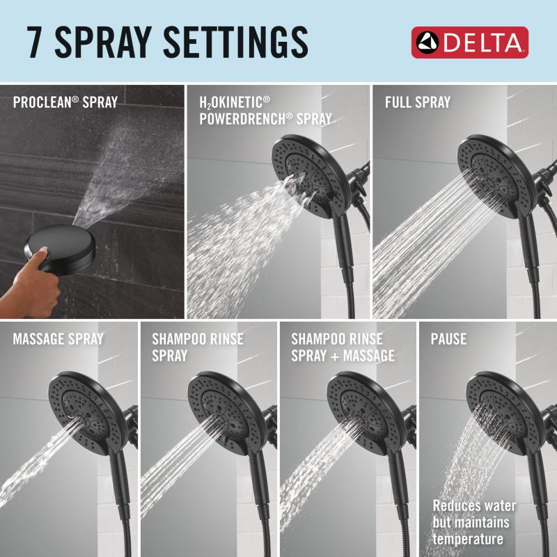 DELTA Bonacci 17 Series Shower Trim with In2ition Shower Head — Matte Black