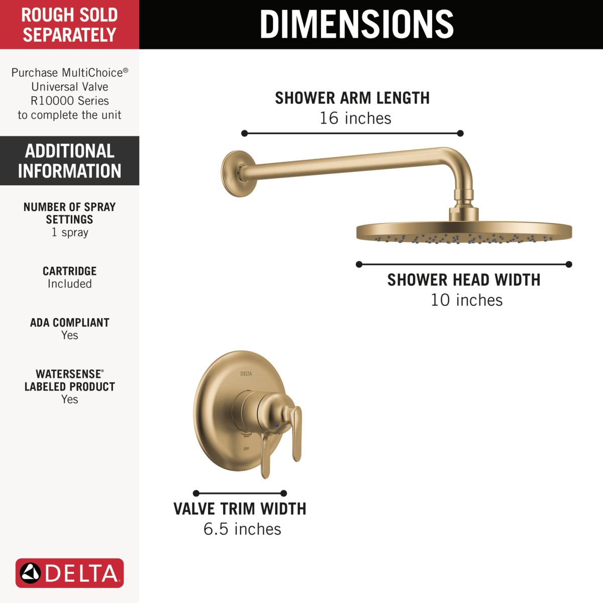 DELTA Bonacci 17 Series Shower Trim — Lumicoat® Champagne Bronze