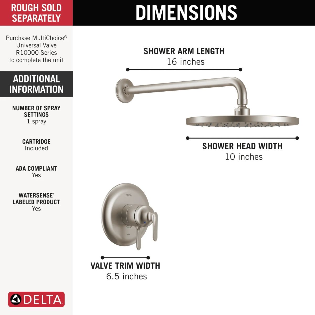 DELTA Bonacci 17 Series Shower Trim — Lumicoat® Stainless