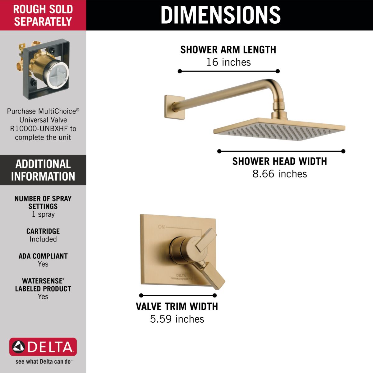 DELTA Vero Monitor 17 Series Shower Trim — Champagne Bronze