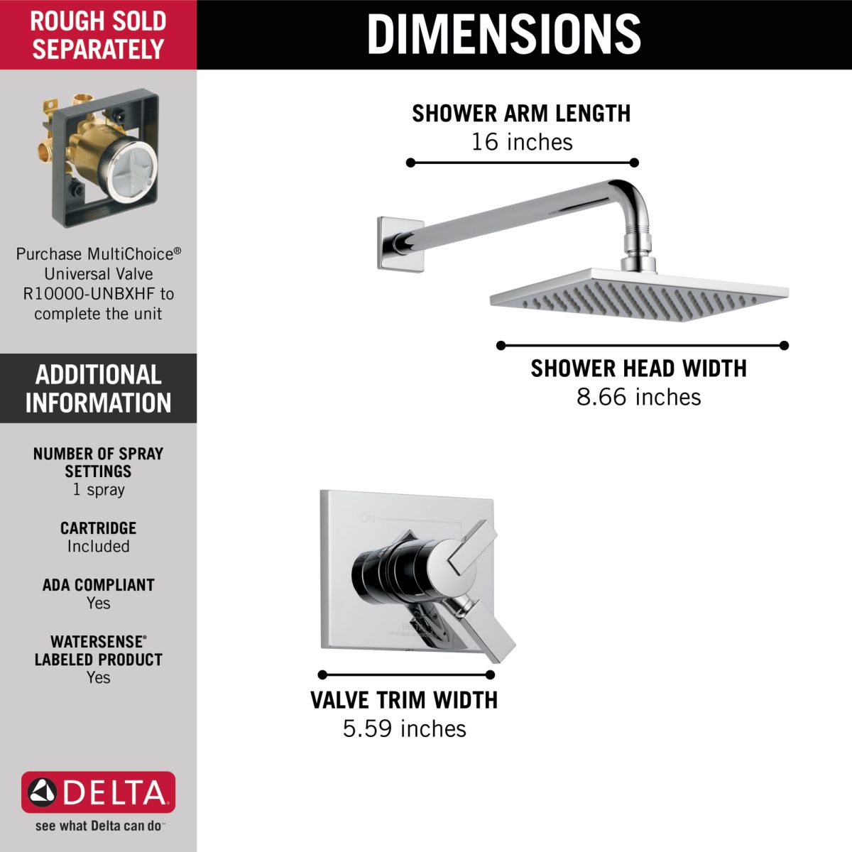 DELTA Vero Monitor 17 Series Shower Trim — Chrome