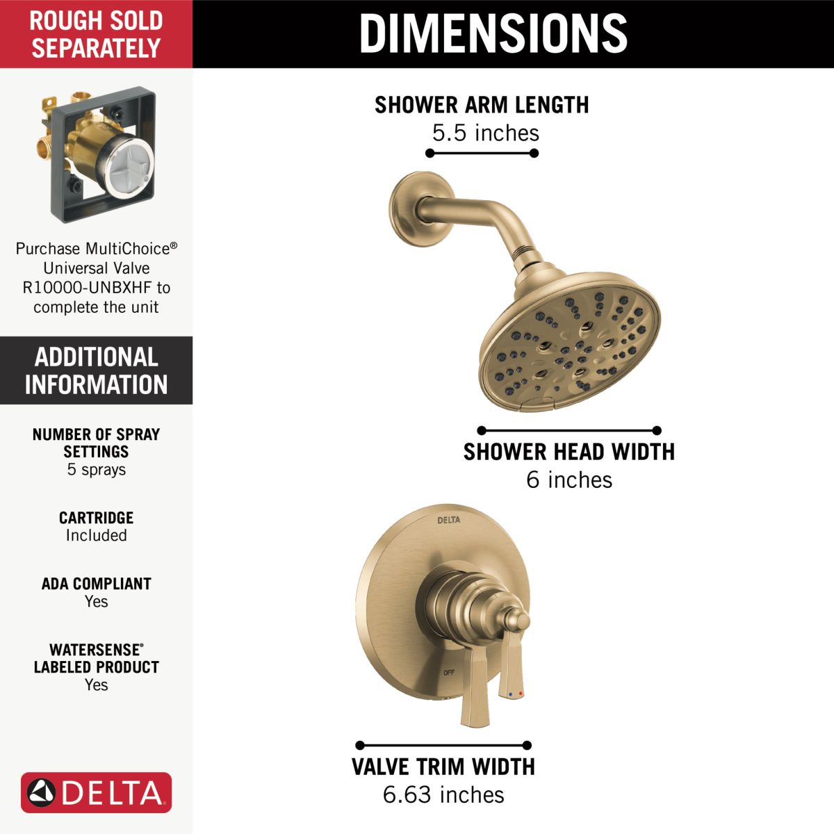 DELTA Dorval Monitor 17 Series Shower Trim — Champagne Bronze