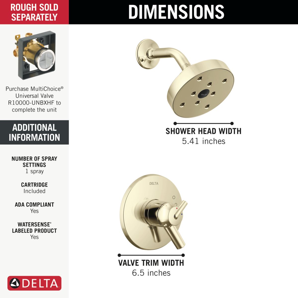 DELTA Trinsic Monitor 17 Series H2OKINETIC Shower Trim — Polished Nickel