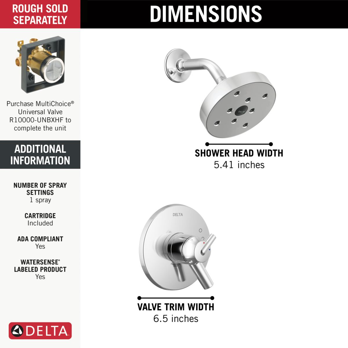 DELTA Trinsic Monitor 17 Series H2OKINETIC Shower Trim — Chrome