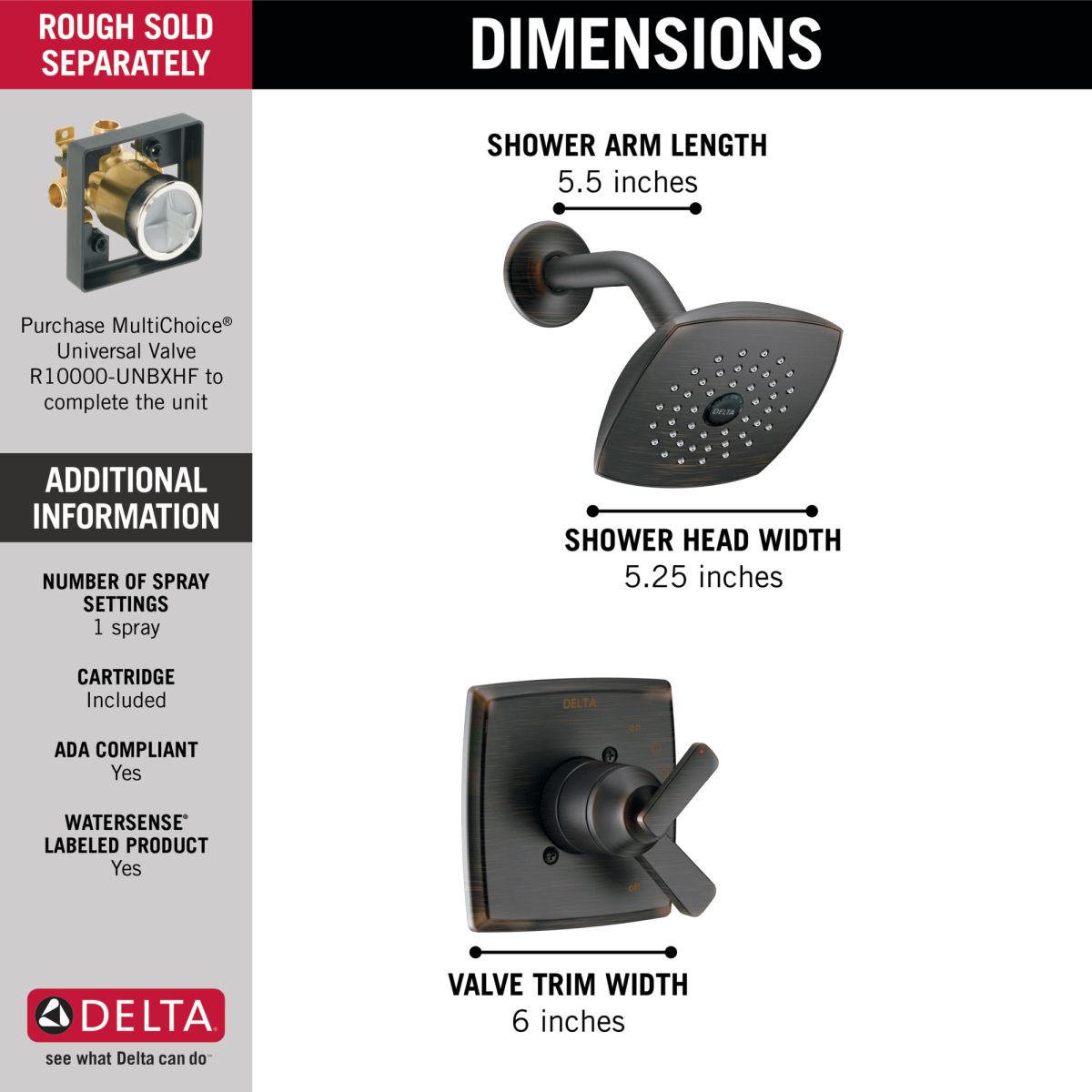 DELTA Ashlyn Monitor 17 Series Shower Trim — Venetian Bronze
