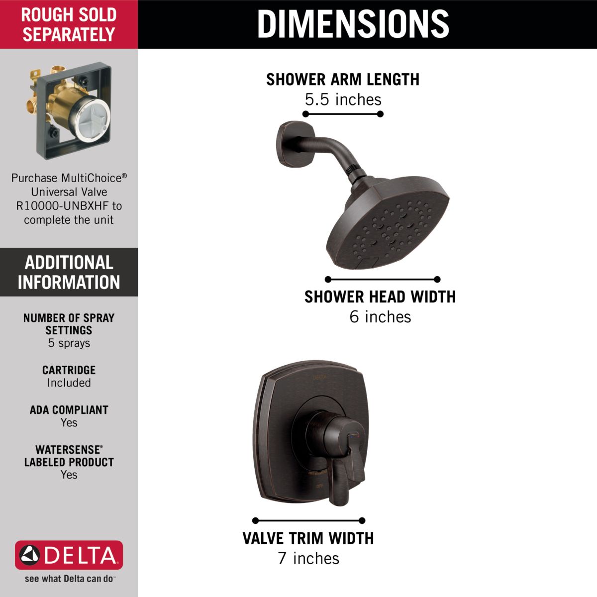 DELTA Stryke 17 Series Shower Only — Venetian Bronze
