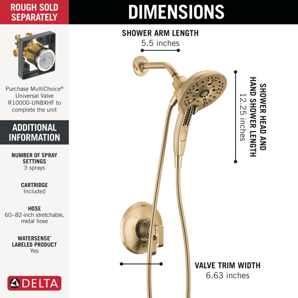 DELTA Tetra 17 Series Shower Trim — Lumicoat® Champagne Bronze
