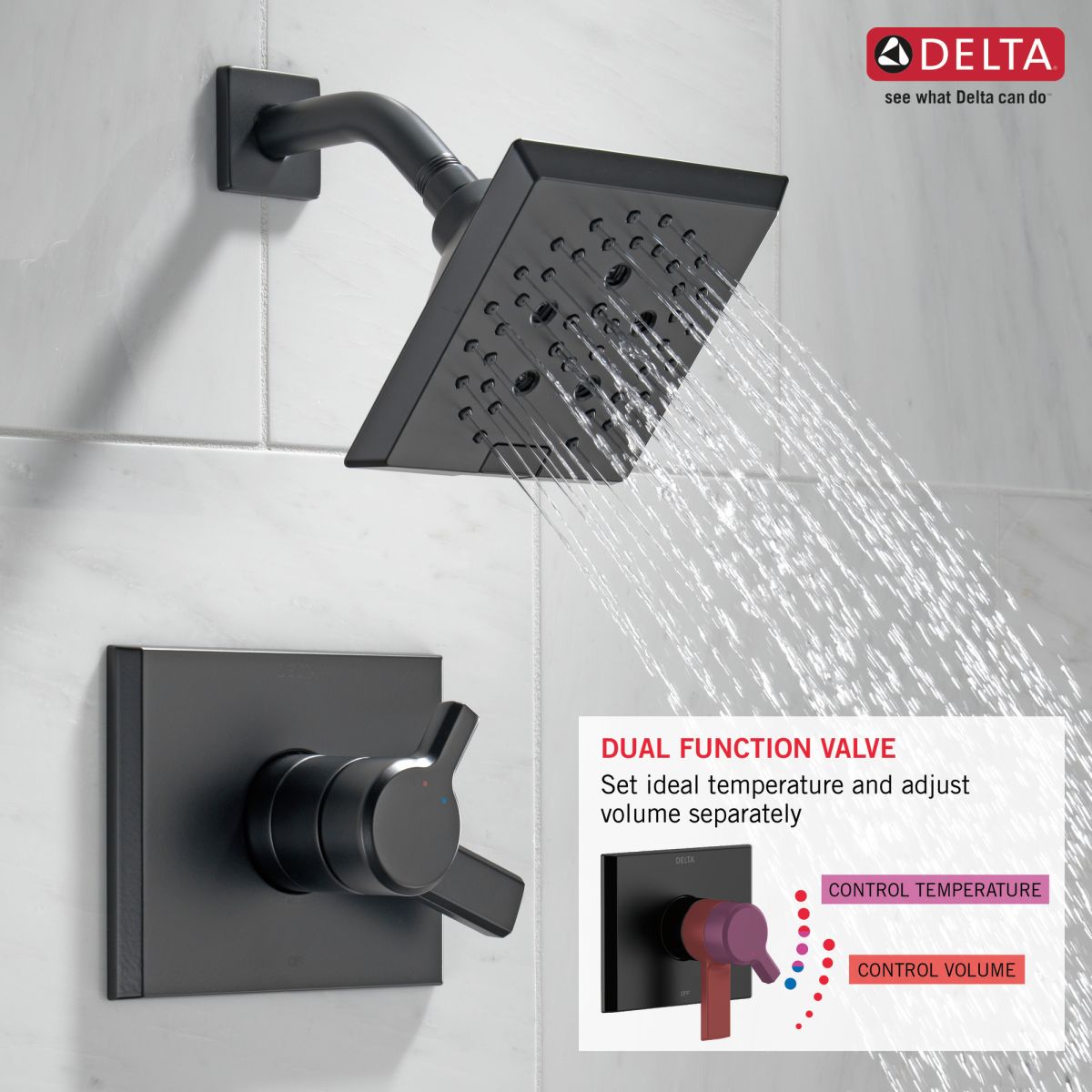 DELTA Pivotal Monitor 17 Series H2OKINETIC Shower Trim — Matte Black