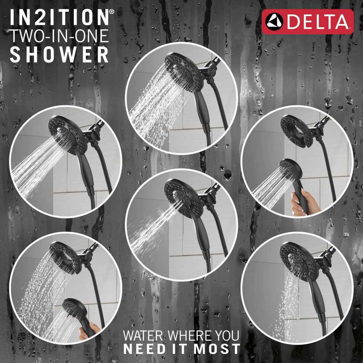 DELTA Altado Monitor 17 Series Tub & Shower Trim with In2ition — Matte Black