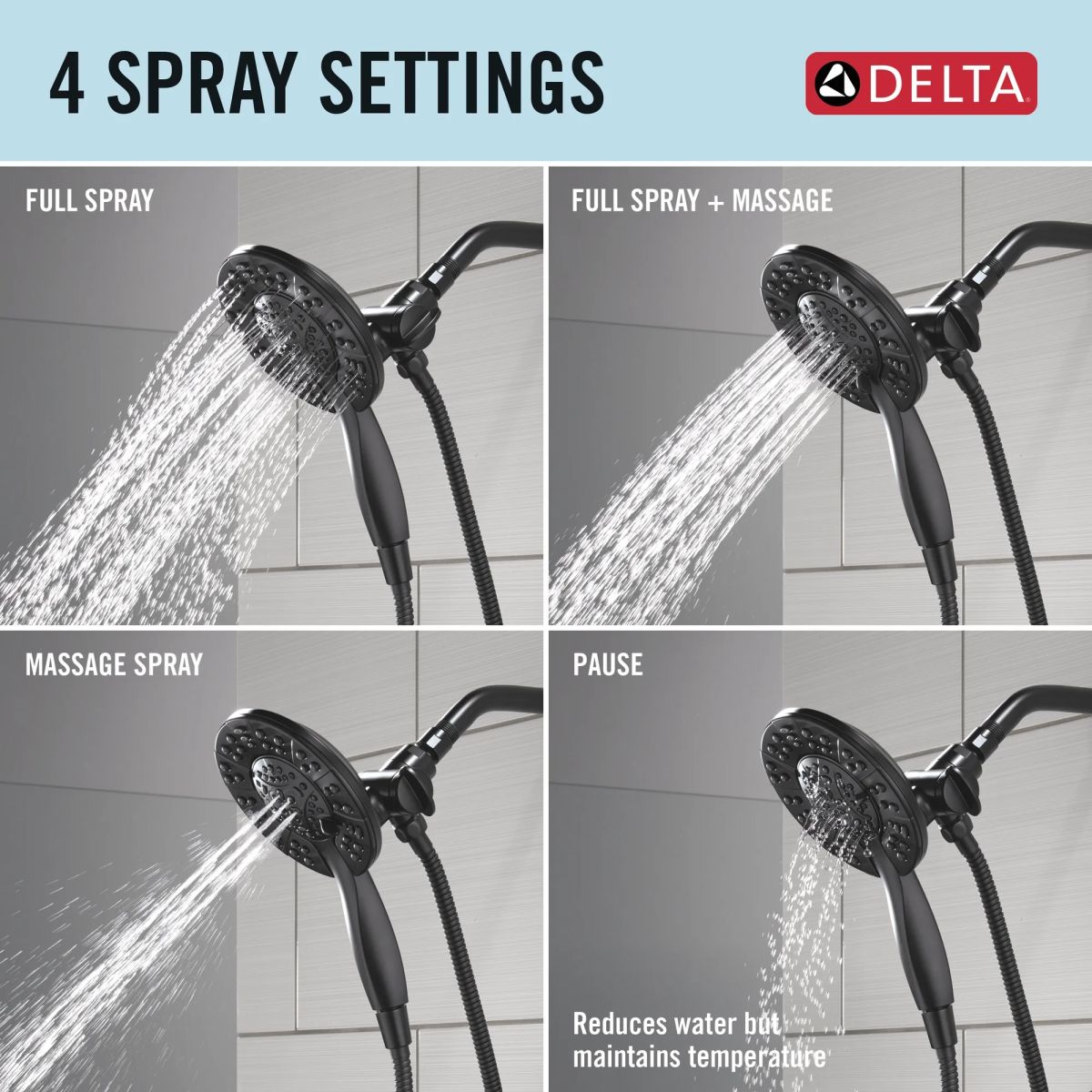 DELTA Altado Monitor 17 Series Tub & Shower Trim with In2ition — Matte Black