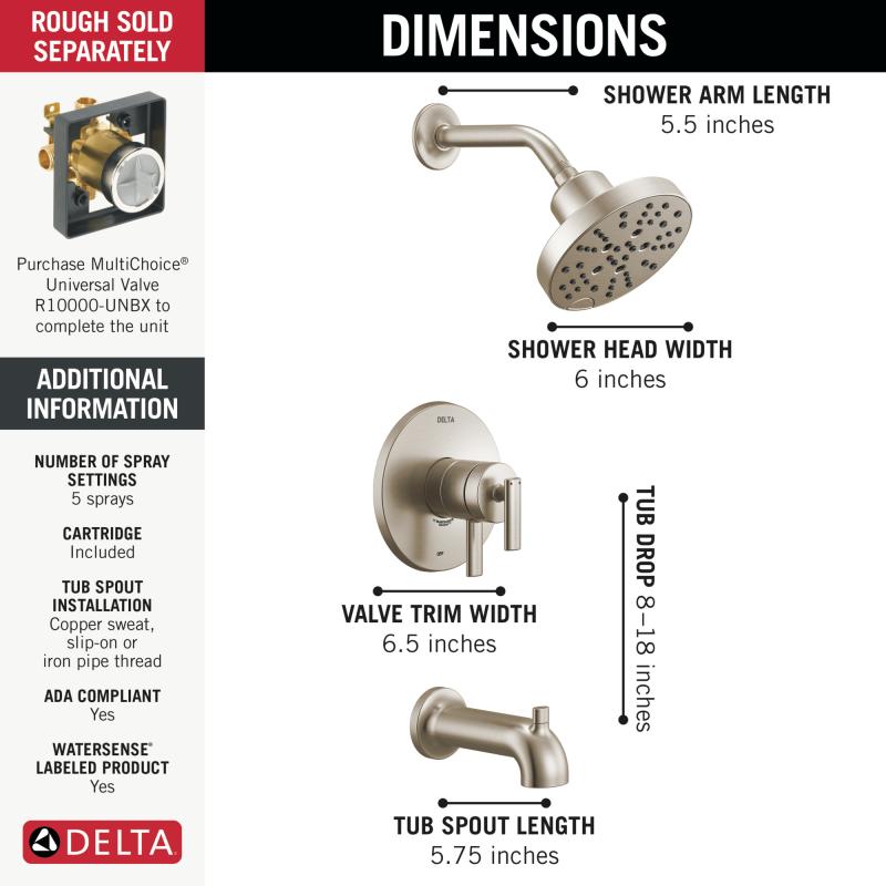 DELTA Altado Monitor 17 Series Tub & Shower Trim — Stainless