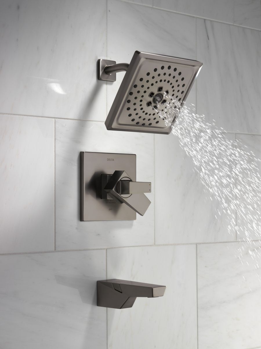 DELTA Trillian 17 Series H2Okinetic Tub Shower Trim — Lumicoat® Black Stainless