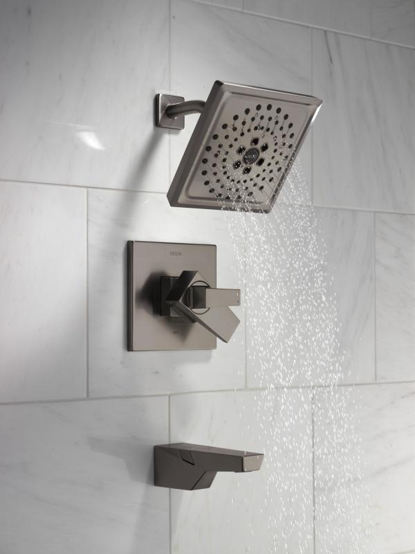DELTA Trillian 17 Series H2Okinetic Tub Shower Trim — Lumicoat® Black Stainless