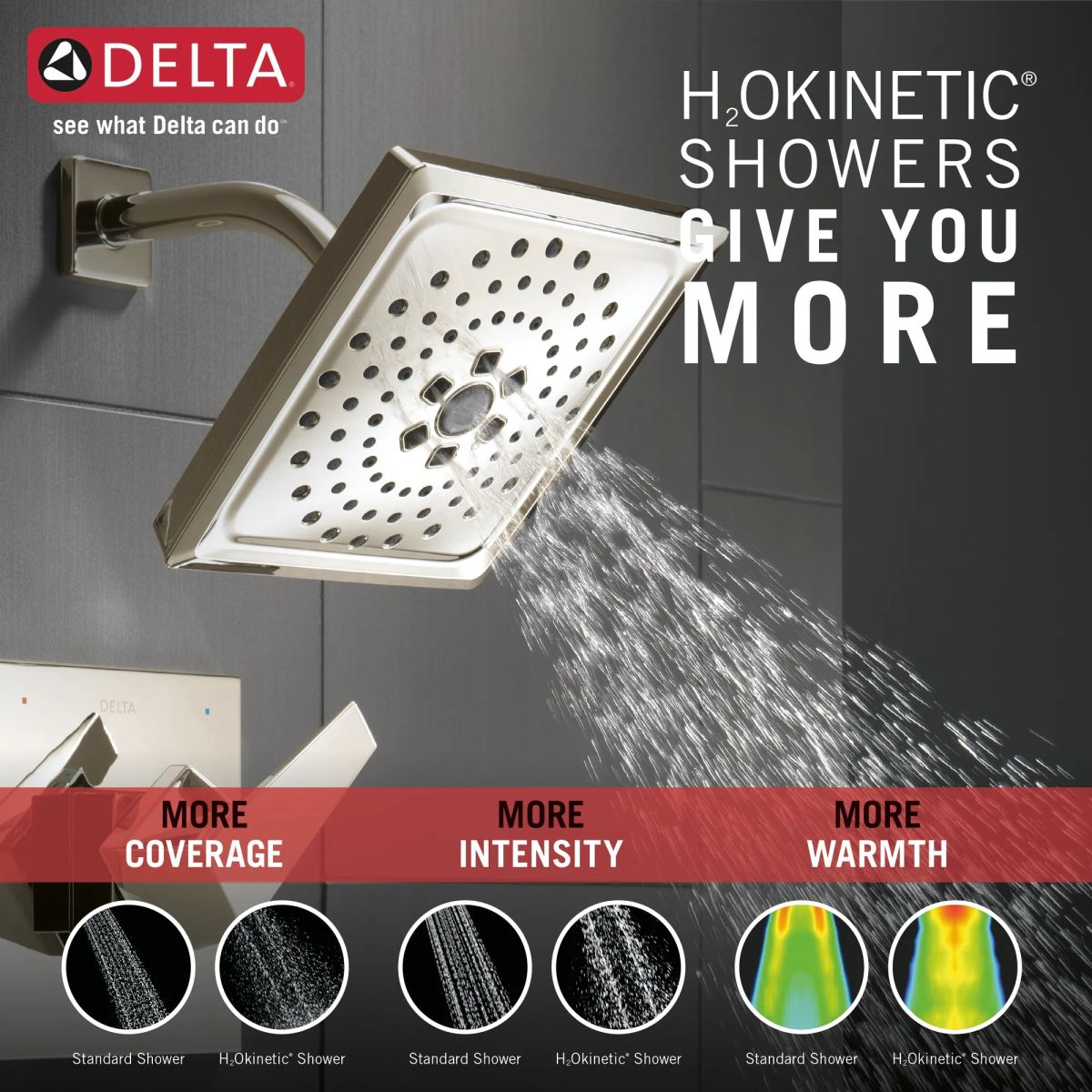DELTA Trillian 17 Series H2Okinetic Tub Shower Trim — Lumicoat® Polished Nickel