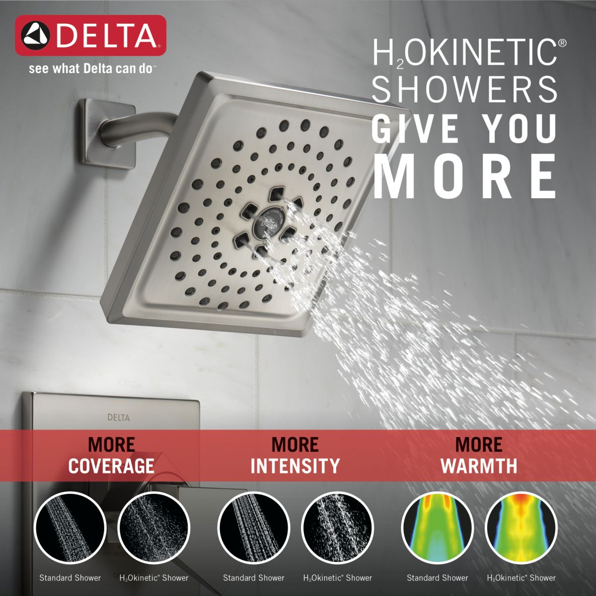 DELTA Trillian 17 Series H2Okinetic Tub Shower Trim — Lumicoat® Stainless