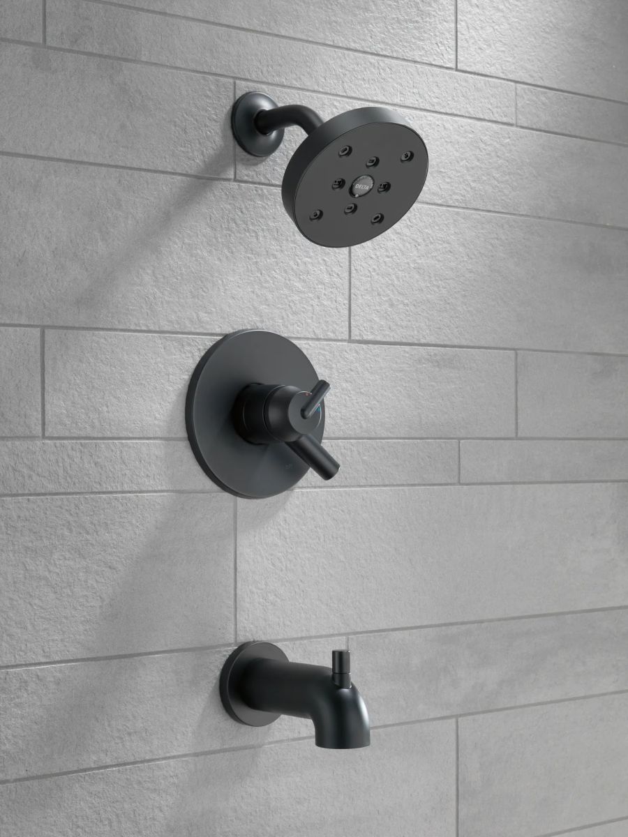 DELTA Trinsic Monitor 17 Series H2OKINETIC Tub & Shower Trim — Matte Black
