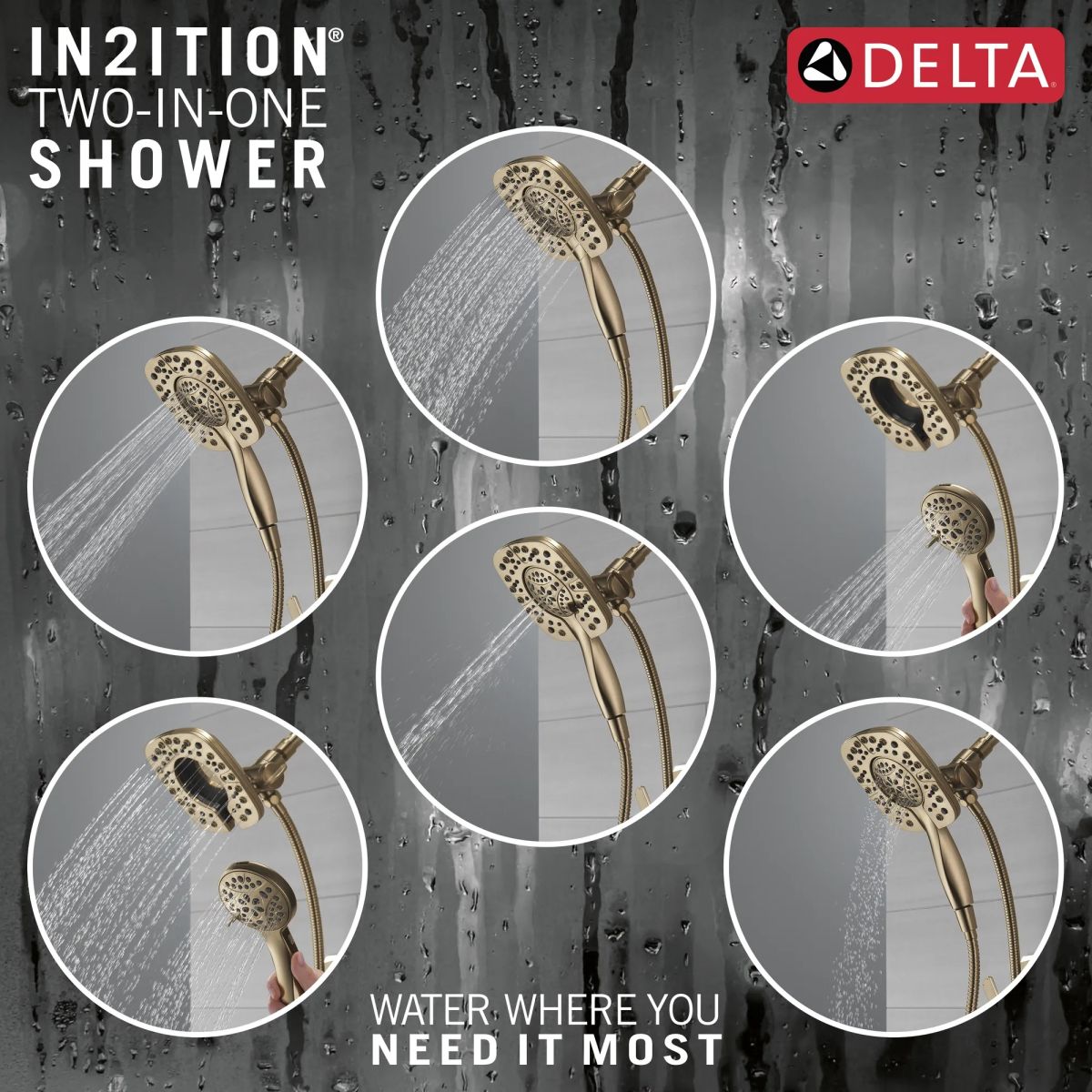 DELTA Ashlyn Monitor 17 Series Shower Trim with In2ition Two-in-One Shower — Champagne Bronze