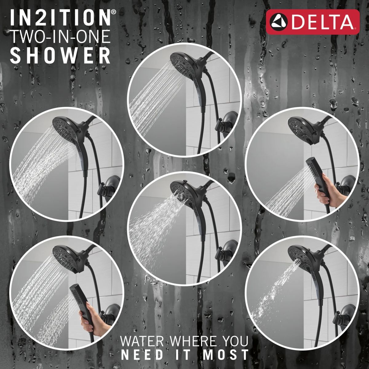 DELTA Tetra 17 Series Tub Shower Trim — Matte Black