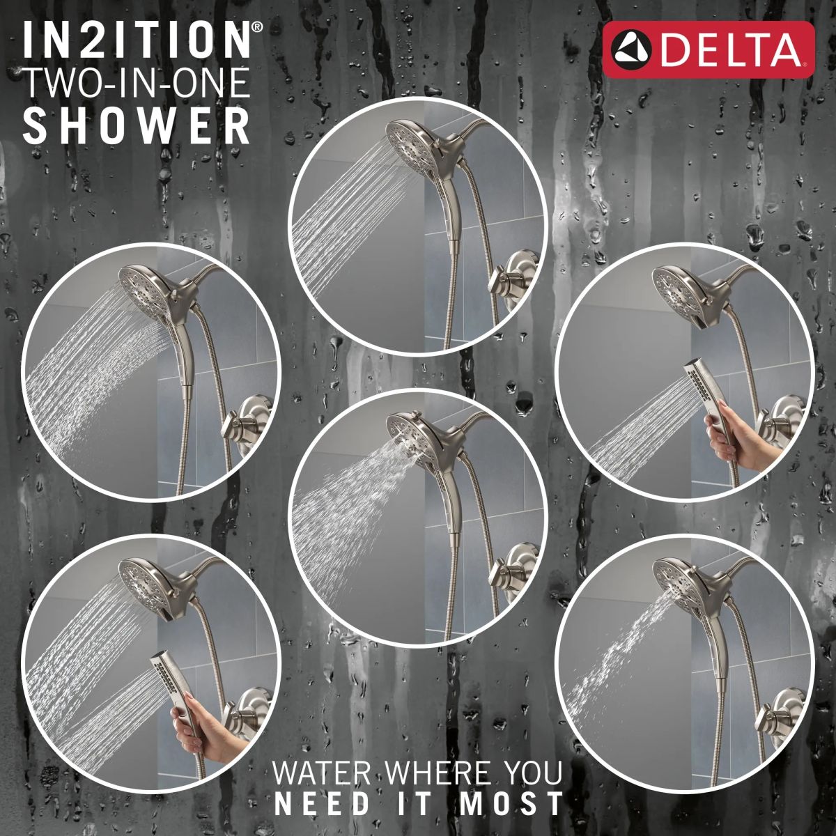 DELTA Tetra 17 Series Tub Shower Trim — Lumicoat® Stainless