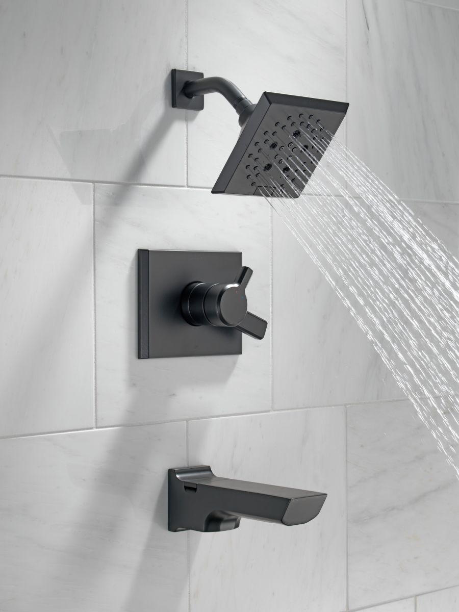 DELTA Pivotal Monitor 17 Series H2OKINETIC Tub and Shower Trim — Matte Black