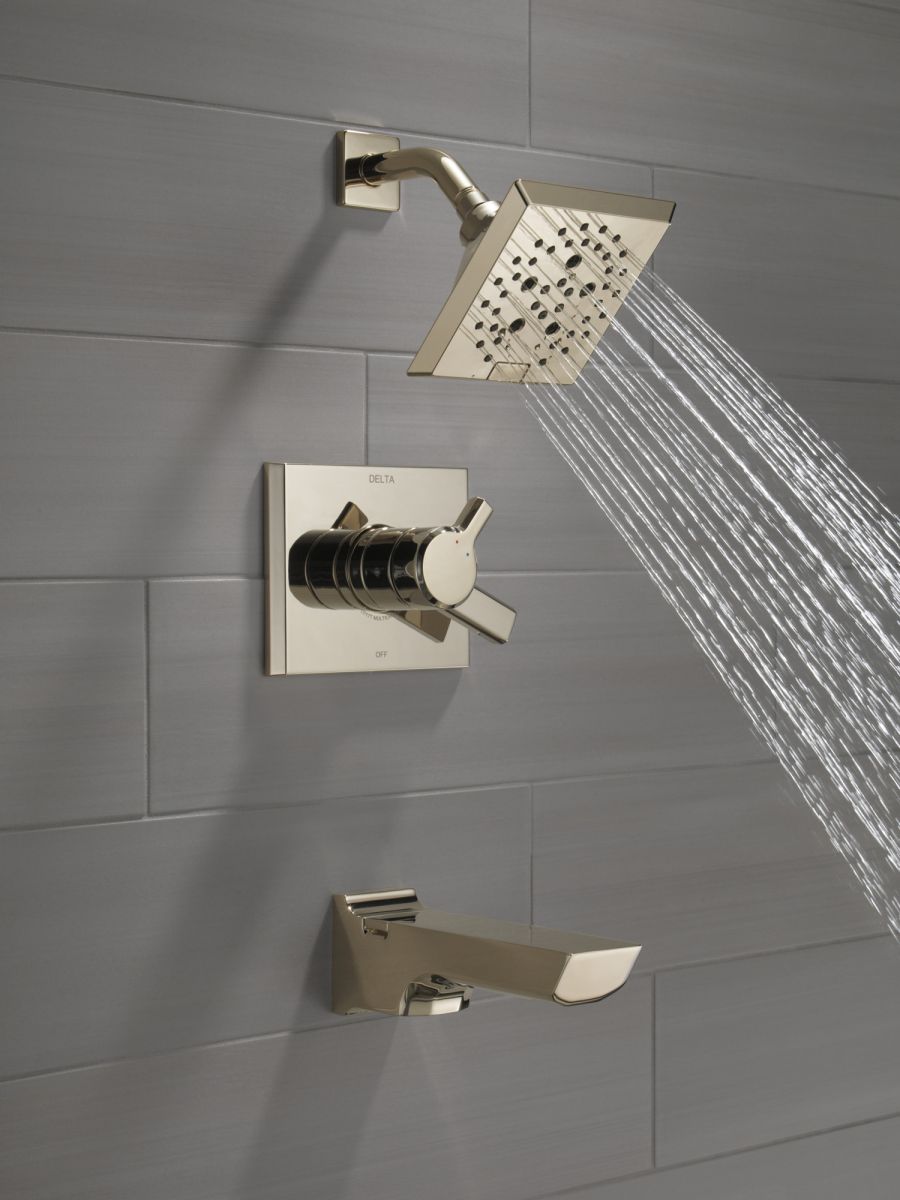DELTA Pivotal Monitor 17 Series H2OKINETIC Tub and Shower Trim — Lumicoat® Polished Nickel