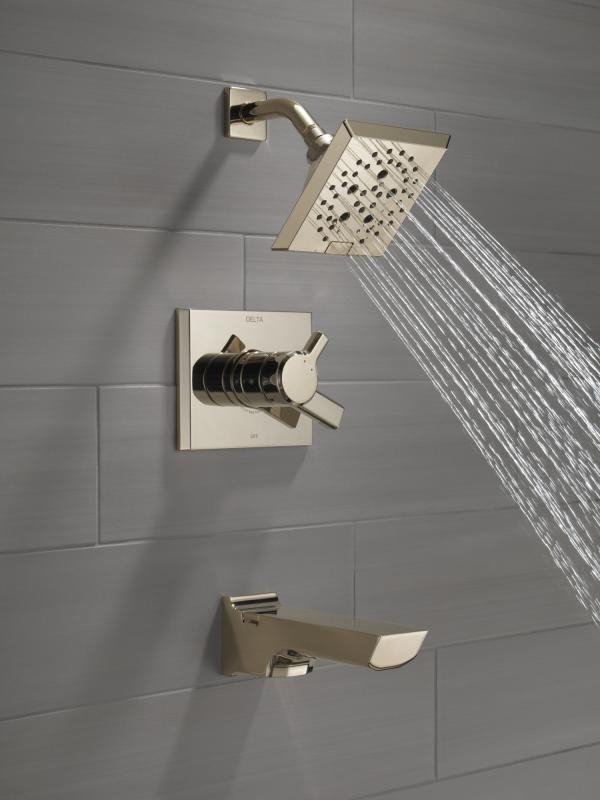 DELTA Pivotal Monitor 17 Series H2OKINETIC Tub and Shower Trim — Lumicoat® Polished Nickel