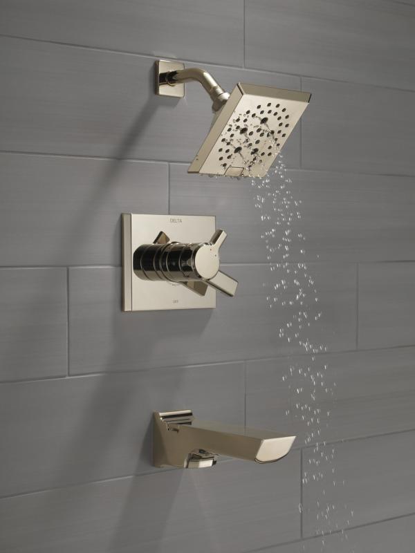 DELTA Pivotal Monitor 17 Series H2OKINETIC Tub and Shower Trim — Lumicoat® Polished Nickel