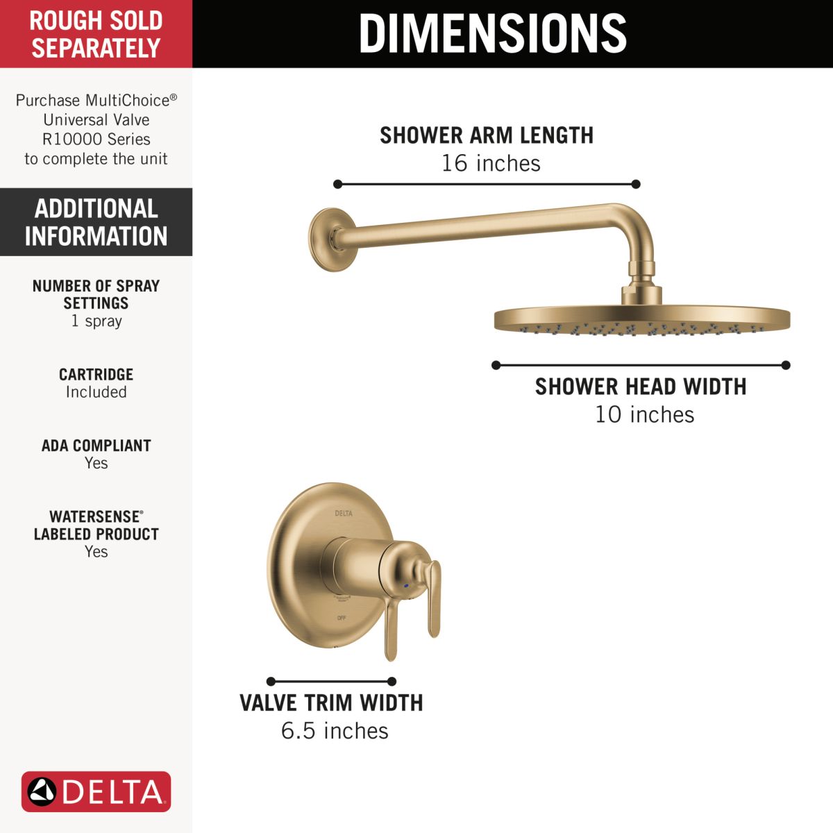 DELTA Bonacci 17T Series Shower Trim — Lumicoat® Champagne Bronze
